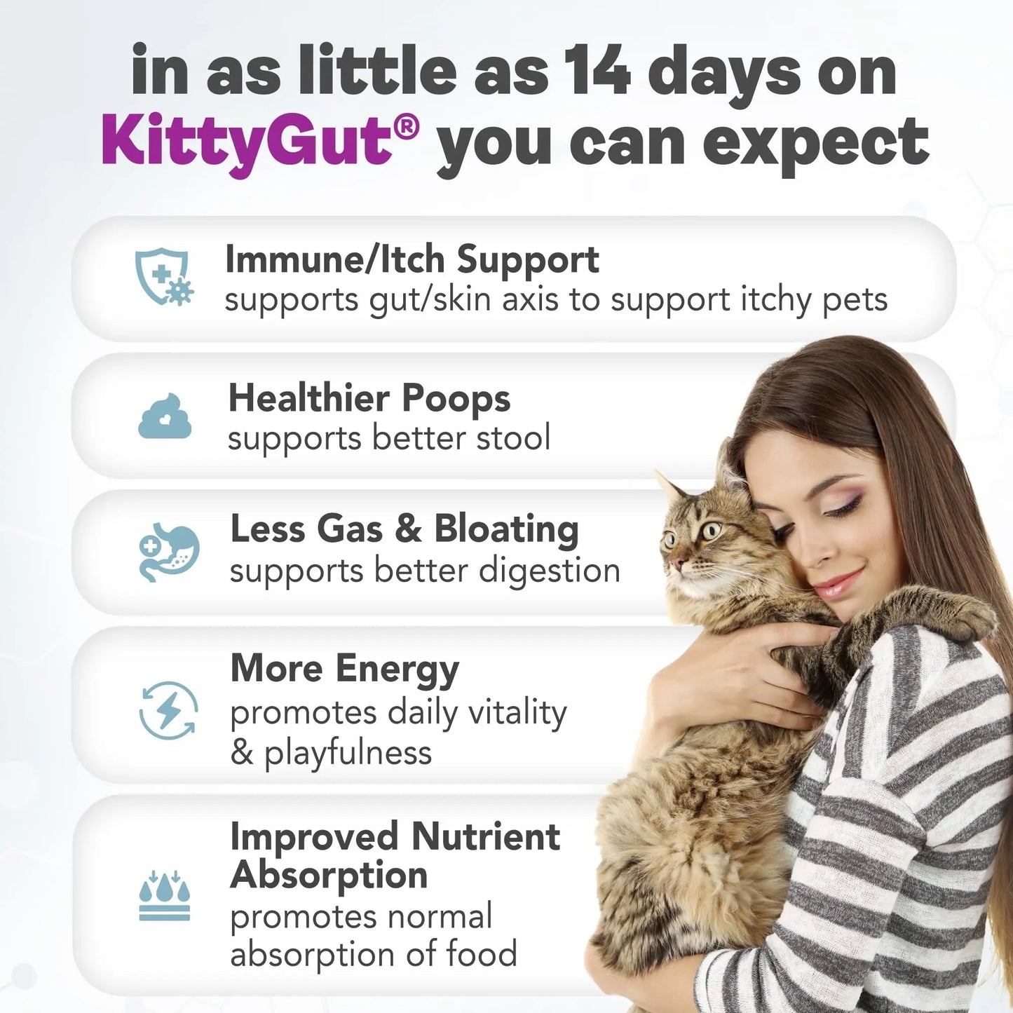 KittyGut 3-in-1 Organic Cat Probiotics & Postbiotic Supplement Powder- Made in USA-Probiotics for Cats Promote Gut Health and Cat Digestive Support, Diarrhea and Vomiting (60g) - Maple Wellness Supplements