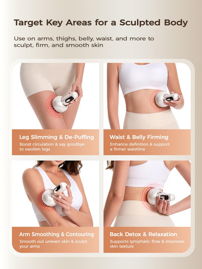 Kitusi Lymphatic Drainage Massager & Anti Cellulite Massage Tool, for Legs, Arms & Belly, Body,Helps Reduce Stretch Marks & Cellulite,with Microcurrent, Light Heat & Vibration - Maple Wellness Supplements