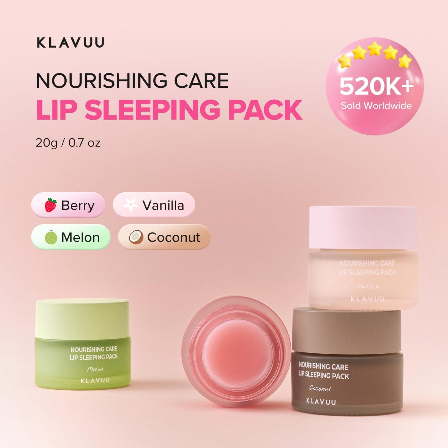 Klavuu Lip Mask Sleeping Pack (0.7oz) – Overnight Deep Hydrating Korean Lip Balm Treatment for Very Dry, Chapped Lips | Lip Lightening & Plumping with Instant Hydration | Gentle Exfoliating (Berry) - Maple Wellness Supplements