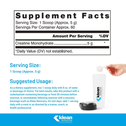 Klean Athlete Klean Creatine - Supports Muscle Strength, Performance & Recovery from Strenuous Exercise* - NSF Certified for Sport - 11.1 Ounces - Unflavored - Maple Wellness Supplements