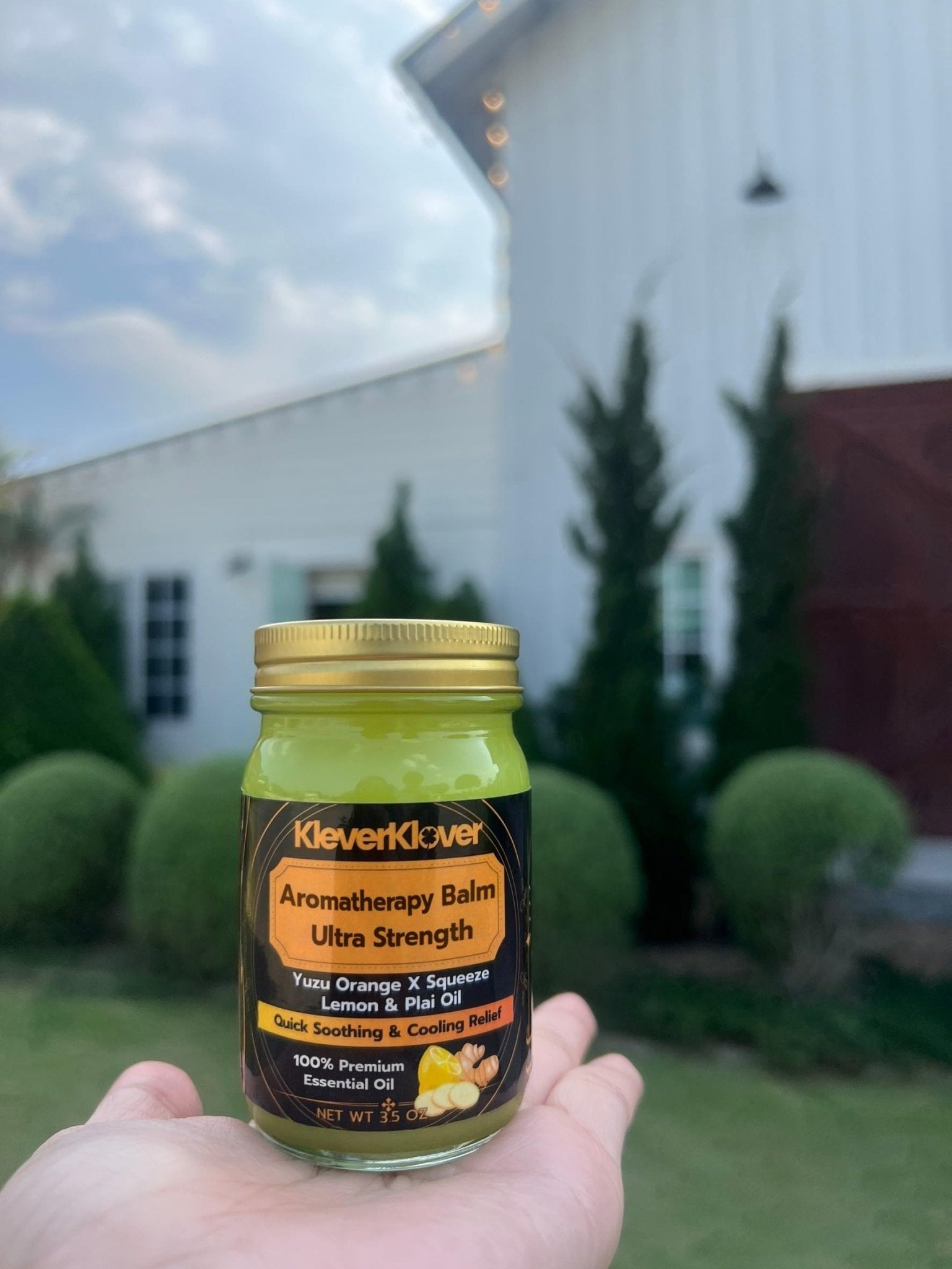 KleverKlover Back and Neck Aromatherapy Balm Ultra Strength for Healing Sore Muscle & Joint After Workout or Yoga - Plai Oil - Preservative Free- Citrus Scent + Free Massage Reflexology Wooden Stick - Maple Wellness Supplements
