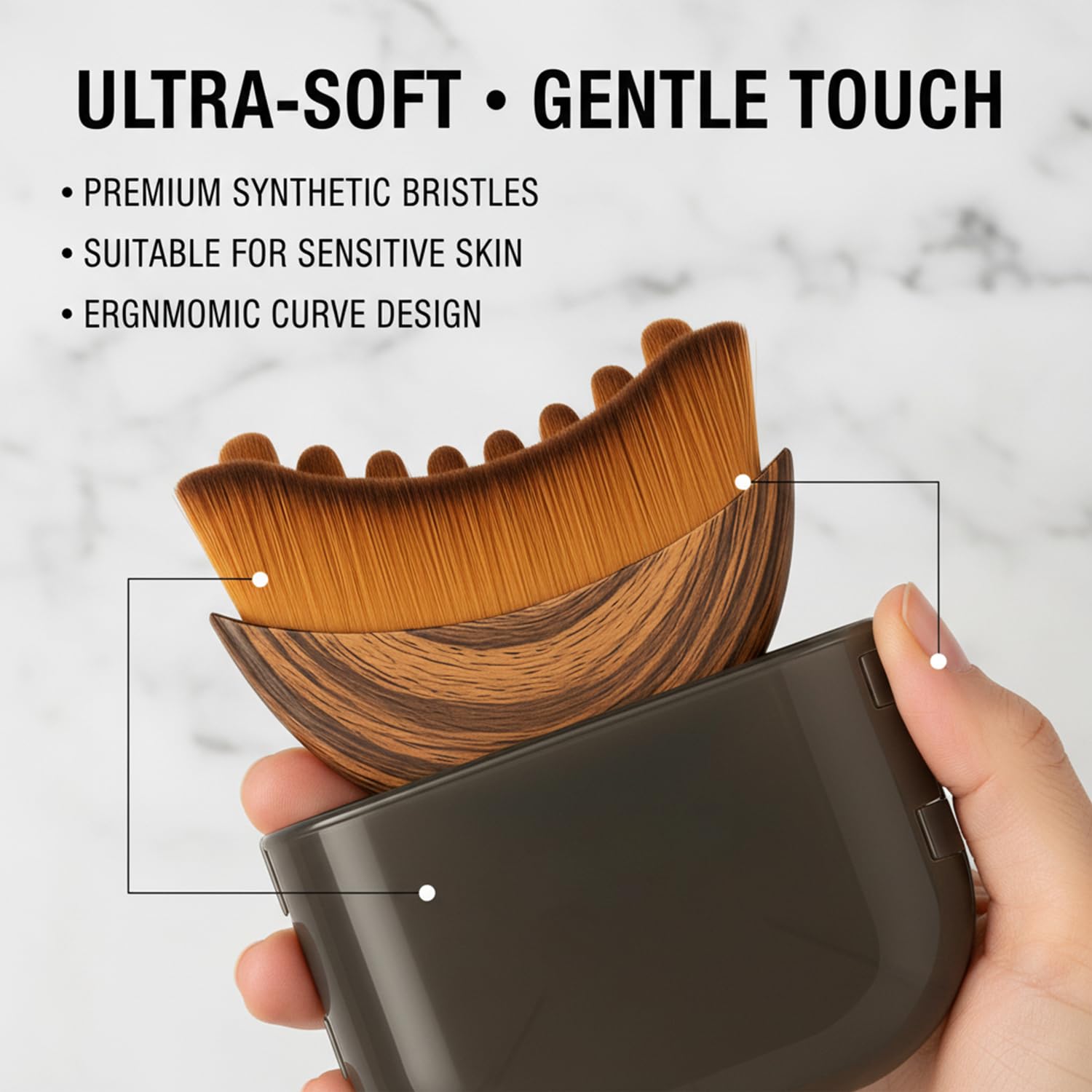 Kojiva Lymphatic Face Brush, Lymphatic Contour Face Brush Curved, Facial Lymphatic Drainage Massager Brush for Sculptingm, Reduce Puffiness & Double Chin Reducer, Improves Skin Glow Absorption (1PCS) - Maple Wellness Supplements