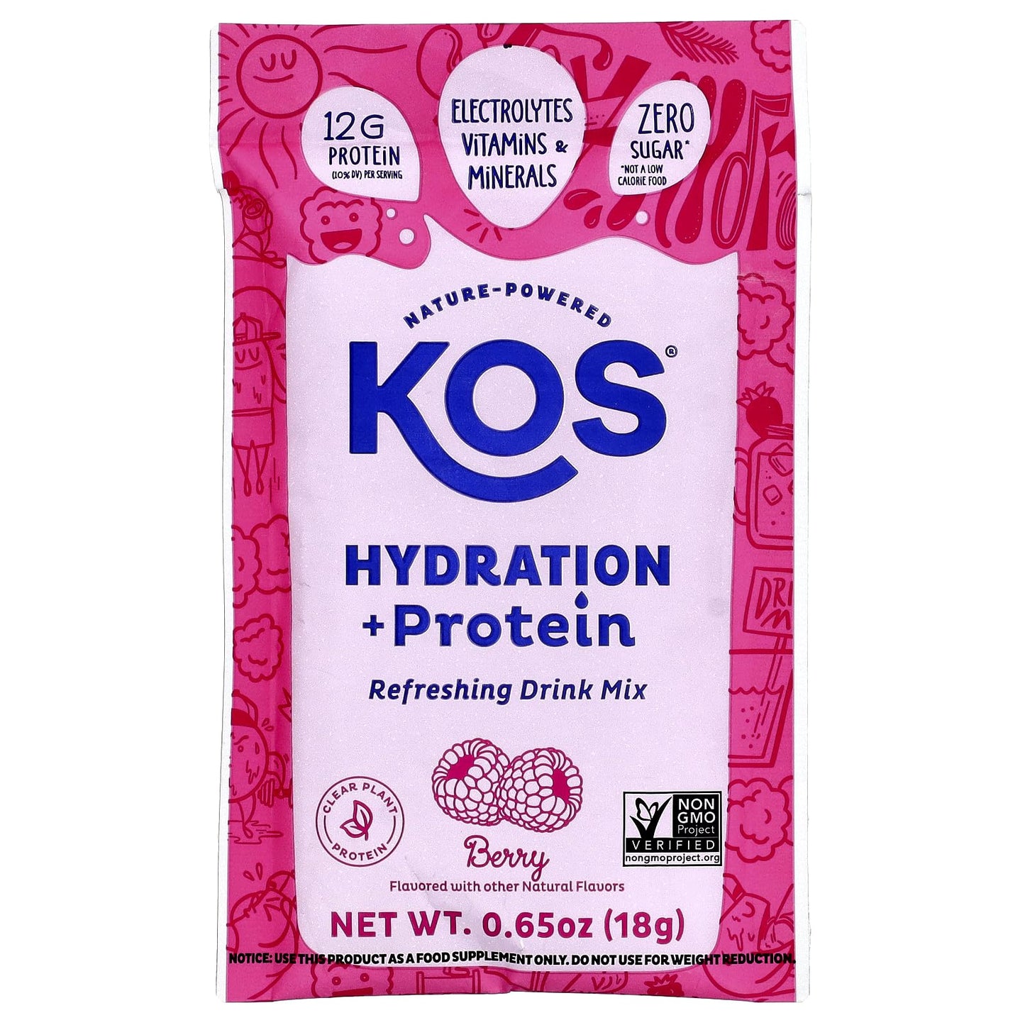 Kos Berry Hydration Protein 7ct, 0.65 OZ - Maple Wellness Supplements