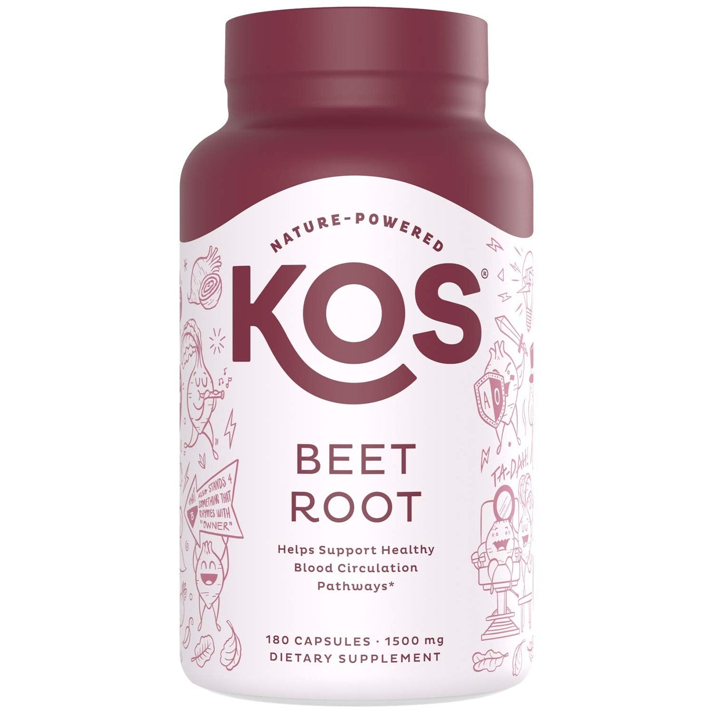 KOS Organic Beetroot Capsules 1500mg - USDA Organic, Antioxidant Power from Organic Beet Root Superfood, Supports Healthy & Active Lifestyle - Non-GMO, - Maple Wellness Supplements