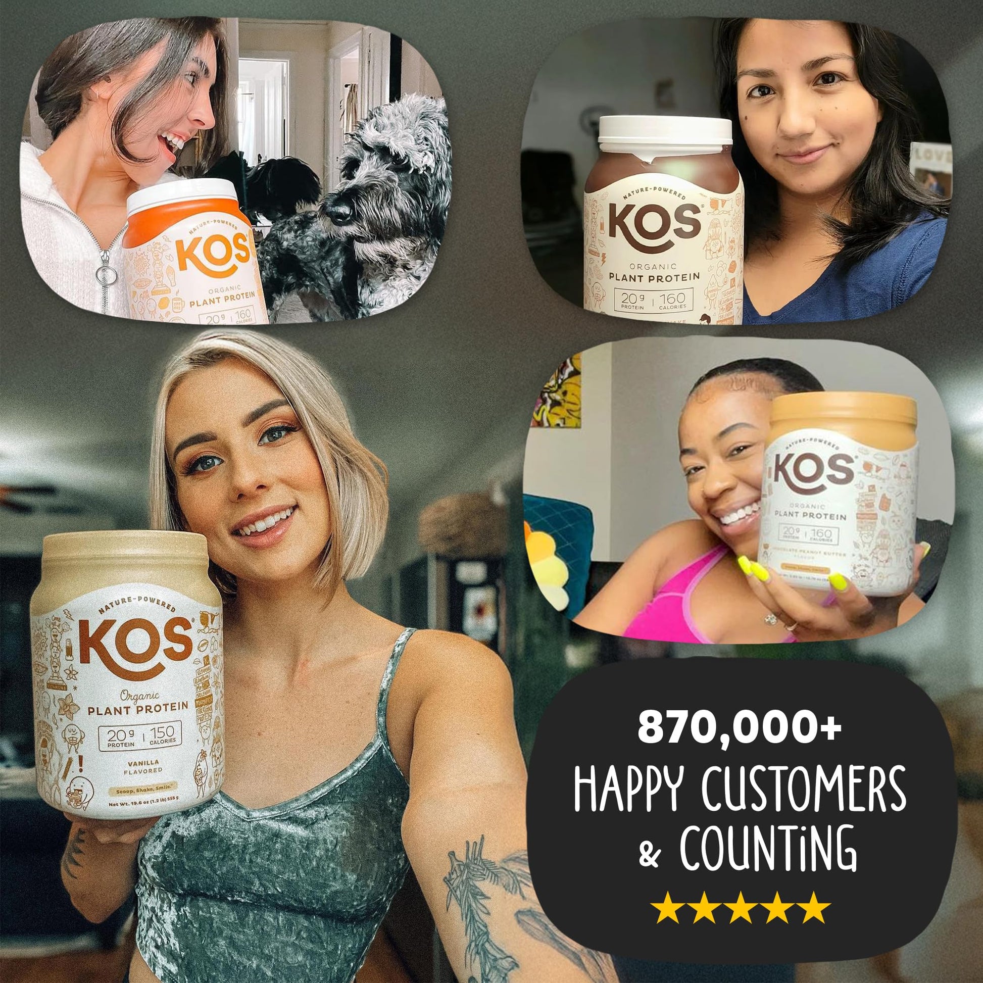 KOS Vegan Protein Powder Erythritol Free, Vanilla USDA Organic - Pea Protein Blend, Plant Based Superfood Rich in Vitamins & Minerals - Keto, Dairy Free - Meal Replacement for Women & Men, 28 Servings - Maple Wellness Supplements