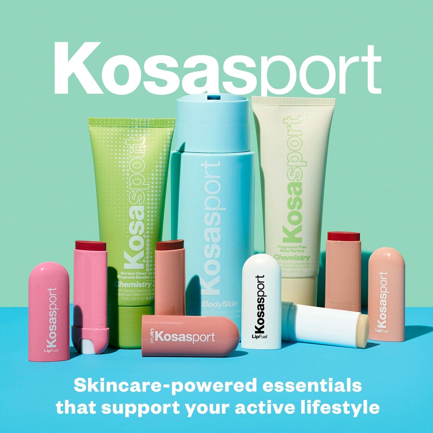 Kosas Chemistry Deodorant - Aluminium and Baking Soda Free + BO-Fighting AHA Serum that Exfoliates, Softens, and Nourishes the Skin, (Beachy Clean) - Maple Wellness Supplements
