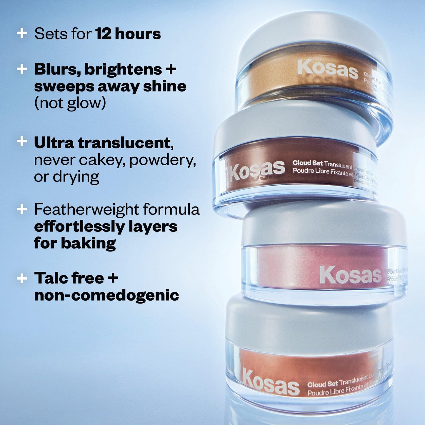 Kosas Cloud Set Loose Setting Powder – Talc-Free Translucent Face Powder for Oil Control, Ultra Sheer Pink - Maple Wellness Supplements