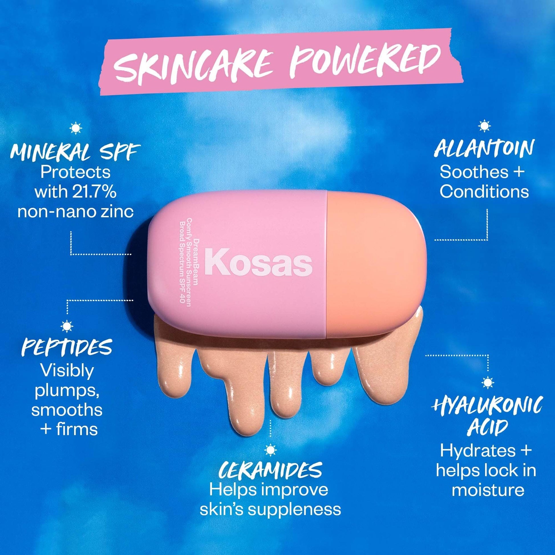 Kosas DreamBeam SPF 40 Mineral Sunscreen for Face + Makeup Prep – Lightweight Hydrating Sun Protection, 40 ml - Maple Wellness Supplements