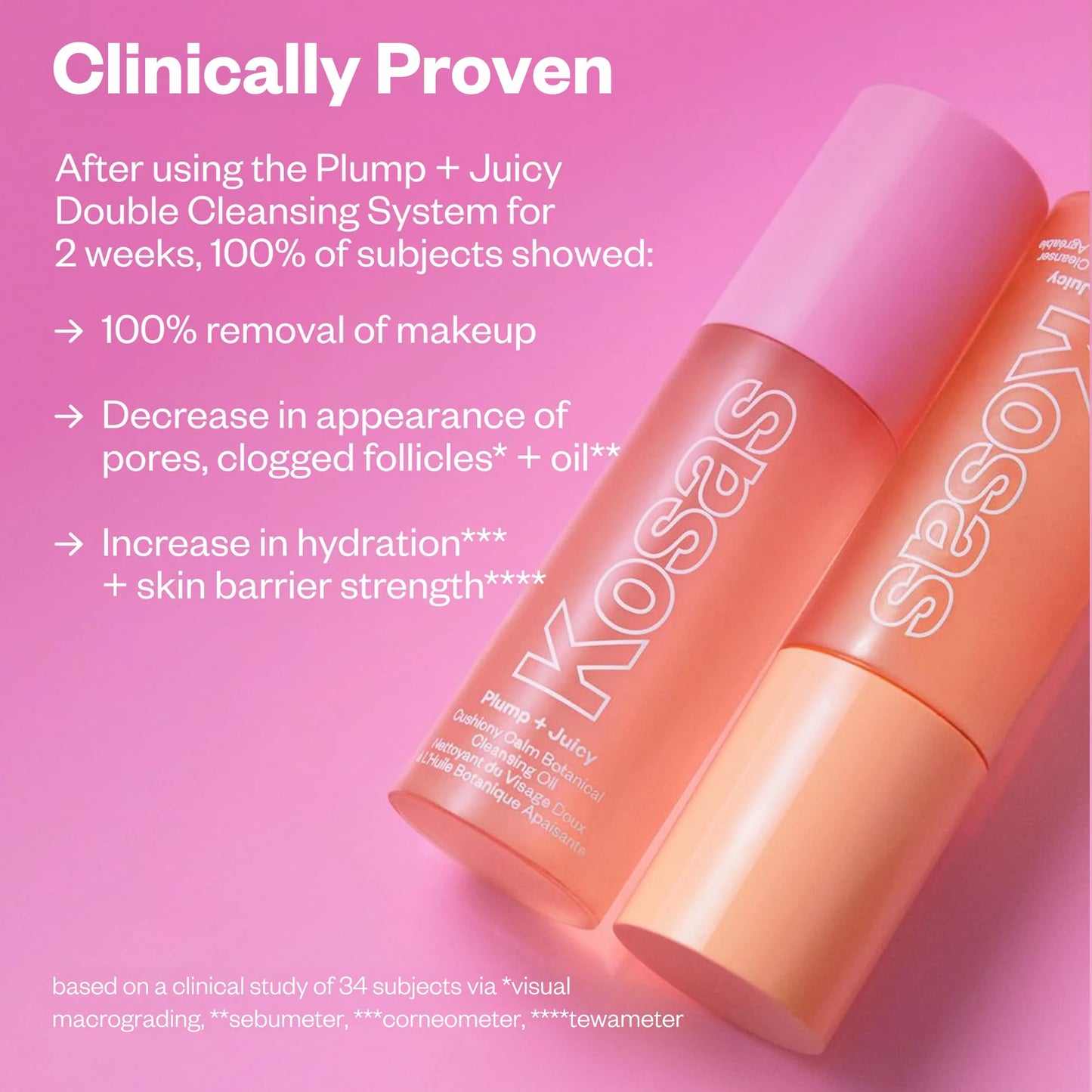 Kosas Plump + Juicy Cushiony Calm Botanical Cleansing Oil – Hydrating Makeup Remover for Sensitive Skin, Non-Greasy Oil Cleanser with Ceramides & Squalane for Soft, Soothed Skin - Maple Wellness Supplements