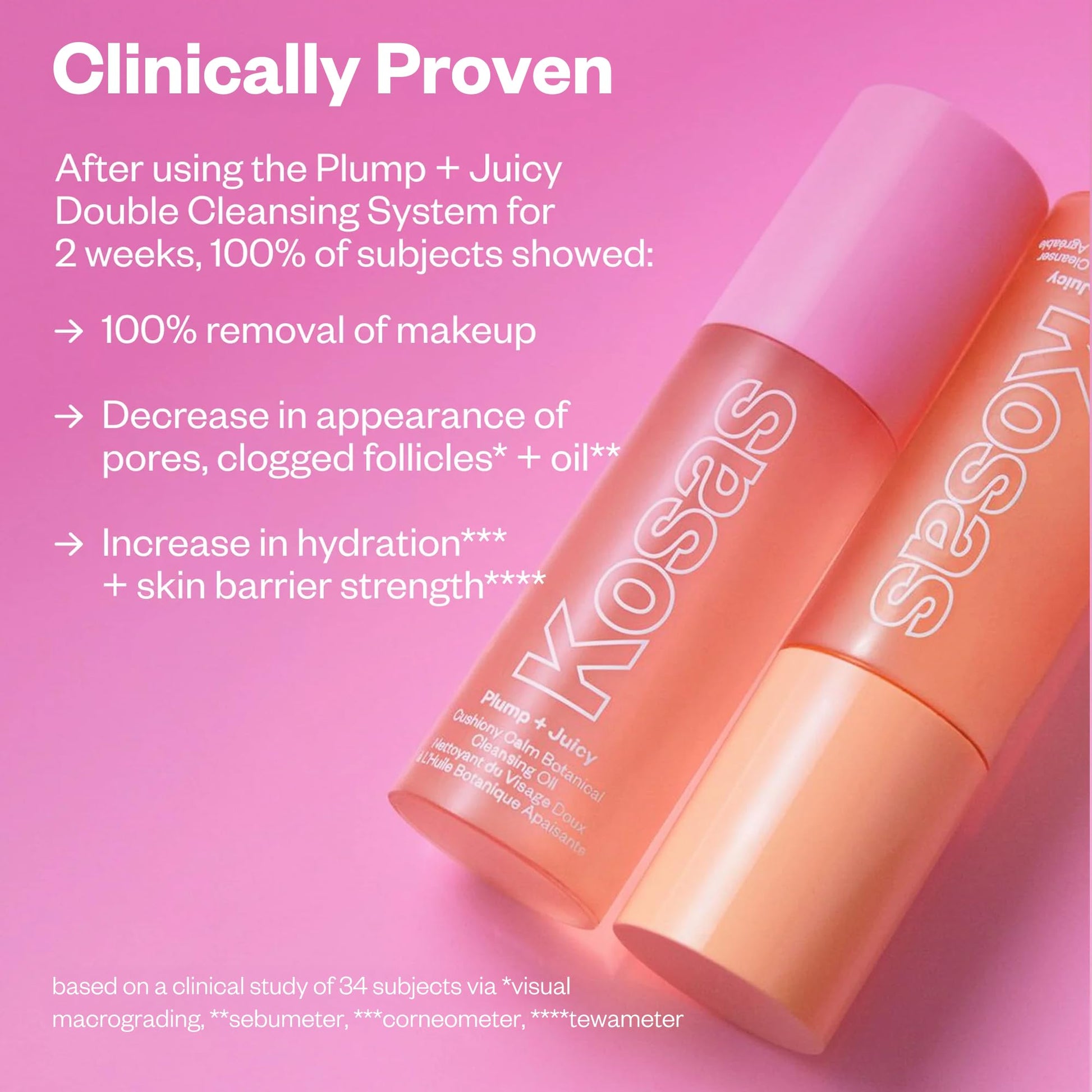 Kosas Plump + Juicy Cushiony Calm Botanical Cleansing Oil – Hydrating Makeup Remover for Sensitive Skin, Non-Greasy Oil Cleanser with Ceramides & Squalane for Soft, Soothed Skin - Maple Wellness Supplements