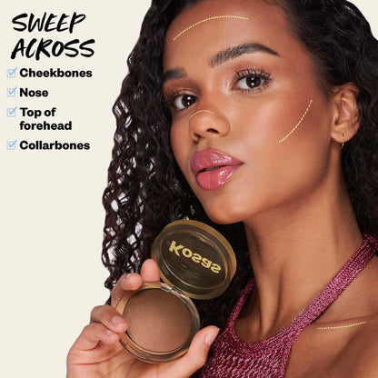 Kosas Sun Show Glowy Warmth Baked Bronzer - Contouring Powder for Cheekbones, Nose & Jawline - Enriched with Concentrated Fatty Acids - Talc-Free, Vegan & Hypoallergenic - Escape - Maple Wellness Supplements