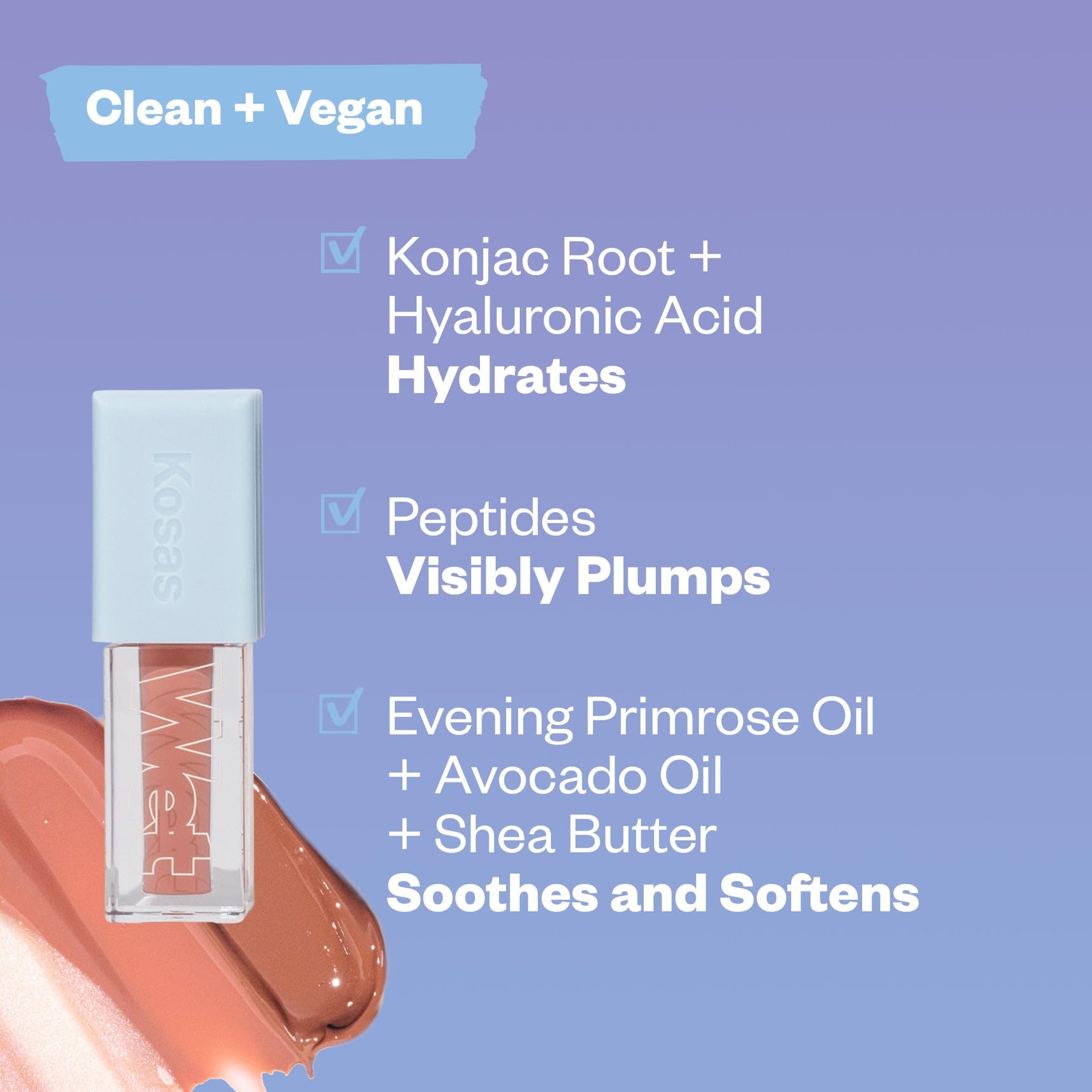 Kosas Wet Lip Oil Gloss - Hydrating Lip Plumping Treatment with Hyaluronic Acid & Peptides, Non-Sticky Finish (Unbuttoned) - Maple Wellness Supplements