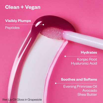 Kosas Wet Lip Oil Gloss – Plumping Peptide Lip Treatment Gloss in Sheer Rich Brown, Hydrating with Hyaluronic Acid, Peptides & Plant Oils, Non-Sticky, Vegan, Clean Beauty Lip Gloss (Cola) 0.15 oz - Maple Wellness Supplements