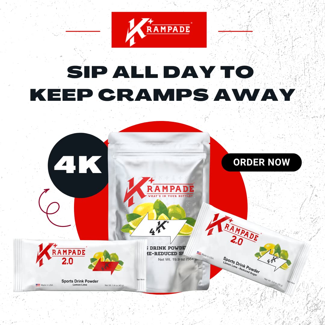 Krampade Original Lemon Lime 4K, 4000 mg Potassium Instant Cramp Relief Electrolyte Drink Powder | Designed for Athletes and Crampers | 19-Serving Resealable Pouch - Maple Wellness Supplements
