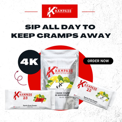 Krampade Original Lemon Lime 4K, 4000 mg Potassium Instant Cramp Relief Electrolyte Drink Powder | Designed for Athletes and Crampers | 19-Serving Resealable Pouch - Maple Wellness Supplements