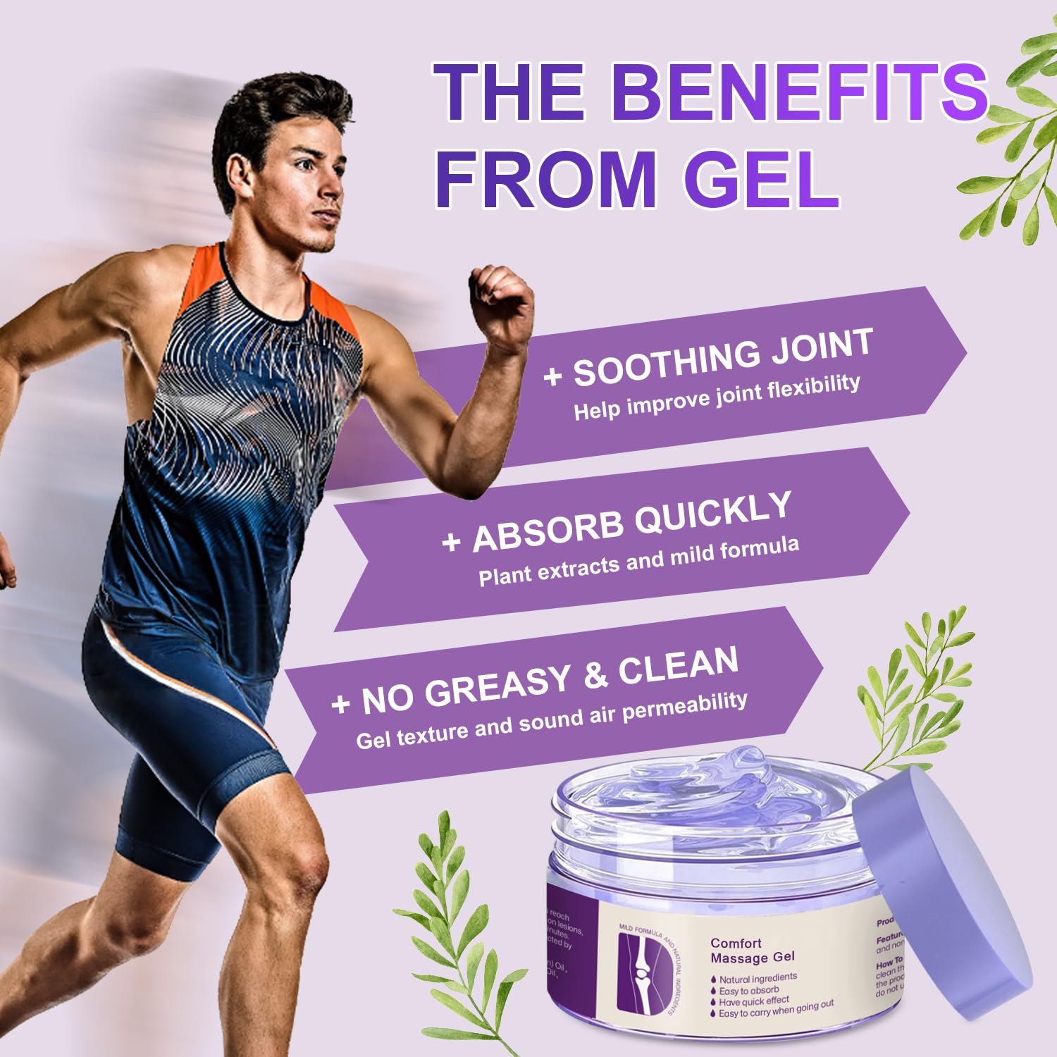 Kresin Joint Comfort Purple Gel, Kresin Joint Comfort Massage Gel, Soothes Discomfort for Neck, Back, Knees, Lumbar, and Feet, Absorb Quickly and Non-Greasy, 1.76 OZ, Violet - Maple Wellness Supplements