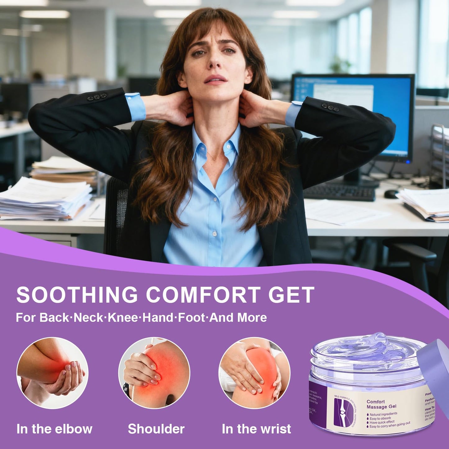 Kresin Joint Comfort Purple Gel, Kresin Joint Comfort Massage Gel, Soothes Discomfort for Neck, Back, Knees, Lumbar, and Feet, Absorb Quickly and Non-Greasy, 1.76 OZ, Violet - Maple Wellness Supplements