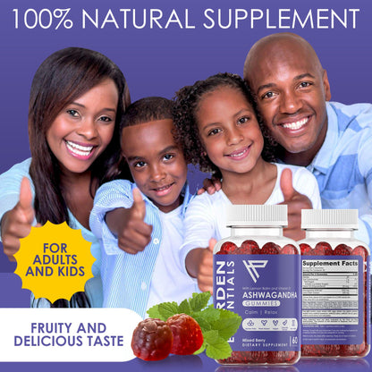 KSM-66 Ashwagandha Gummies 750mg Per Gummy – 1,500mg Per Serving – Stress & Cortisol Support – with Lemon Balm & Vitamin D – 60 Count (30 Day Supply) – Vegan – Harden Essentials - Maple Wellness Supplements