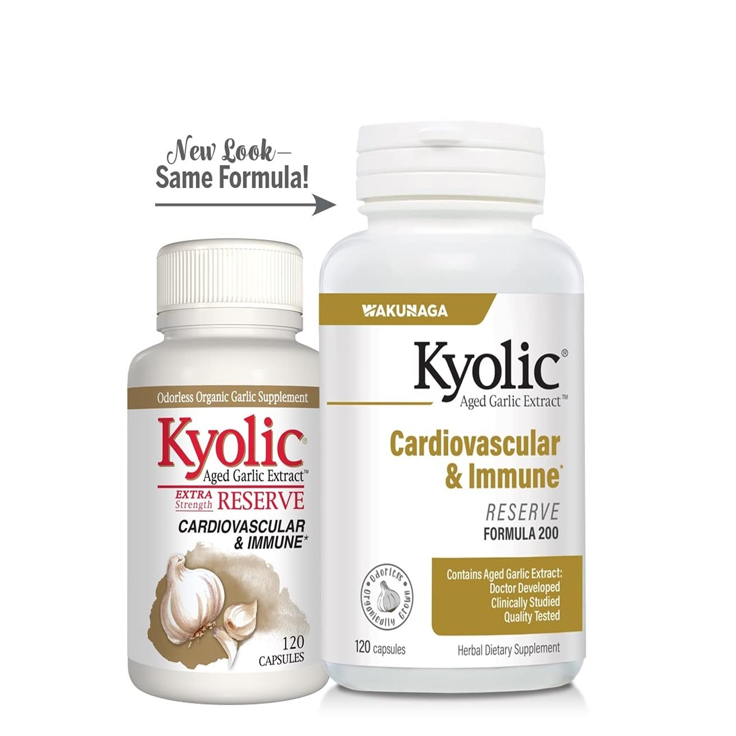 Kyolic Aged Garlic Extract Formula 200, Cardiovascular & Immune*, Reserve, 120 Capsules - Maple Wellness Supplements