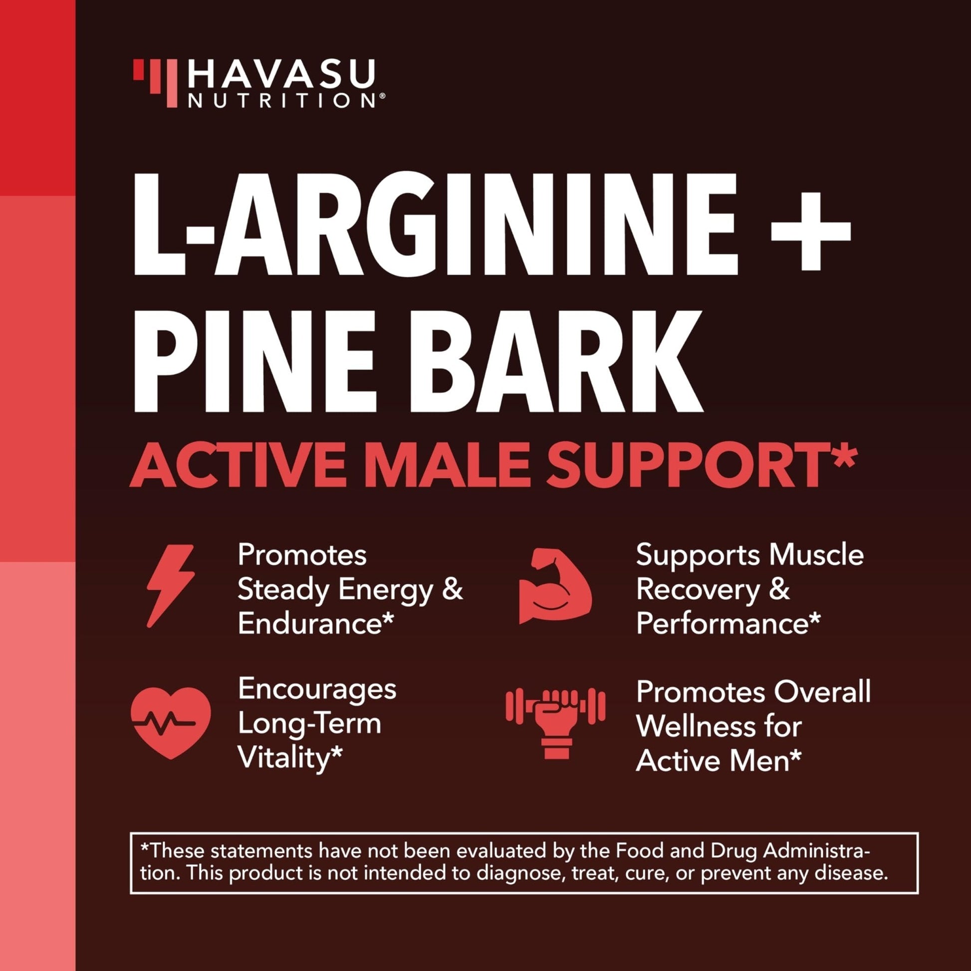 L-Arginine 1800mg and Pine Bark Extract 100mg - Nitric Oxide Supplement for Men - Performance Supplement for Men's Health - 90 Count - Endurance, Recovery Support - Maple Wellness Supplements