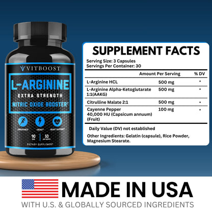 L Arginine Capsules with L-Citrulline 1500mg - Nitric Oxide Booster for Stamina, Muscle, Energy & Vascularity - L-Arginine and Essential Amino Supplement for Extra Strength - Maple Wellness Supplements