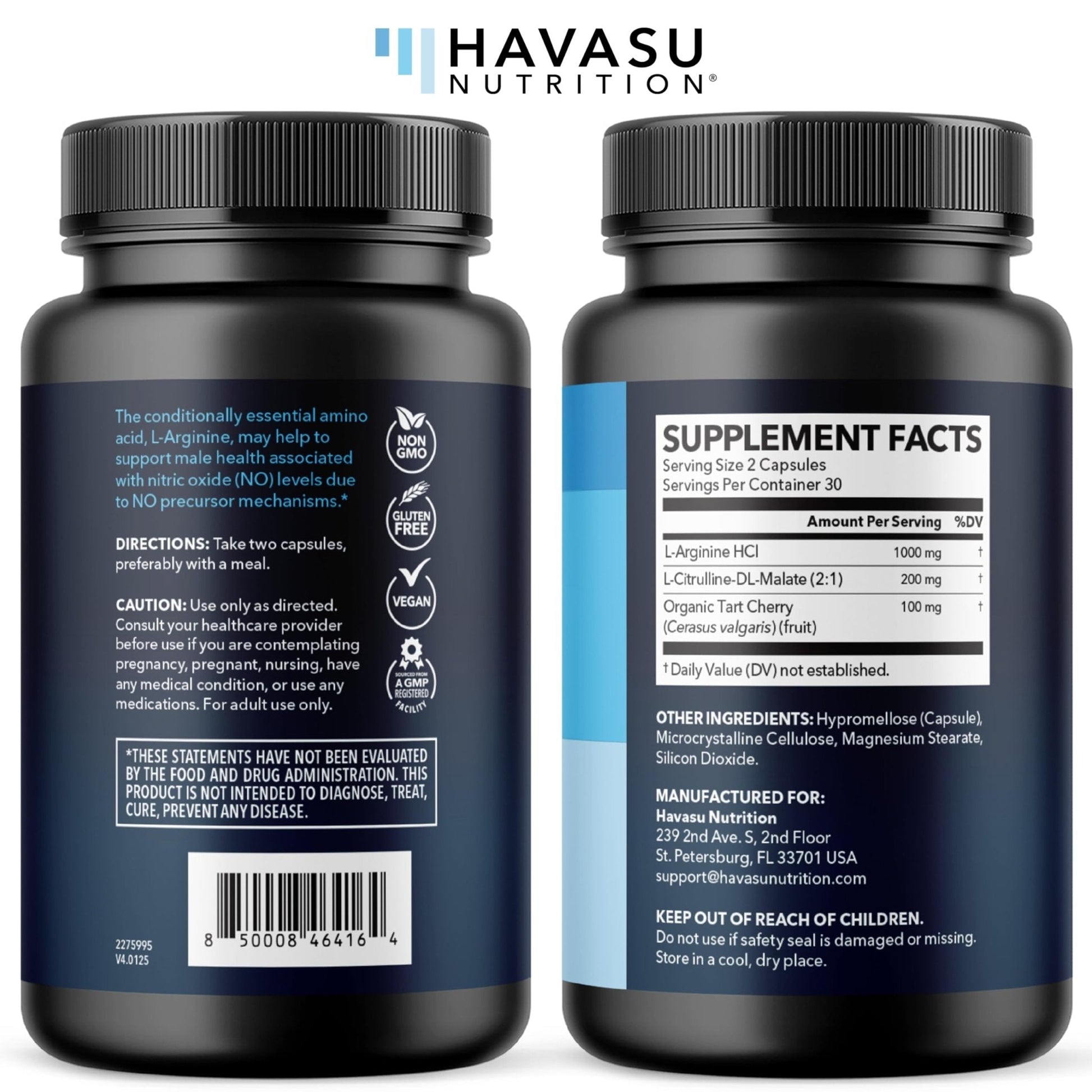 L-Arginine Capsules with L-Citrulline - Nitric Oxide Supplement - L Arginine and L Citrulline Blend - 60 Count - Vegan, Non-GMO Capsules for Performance - Maple Wellness Supplements