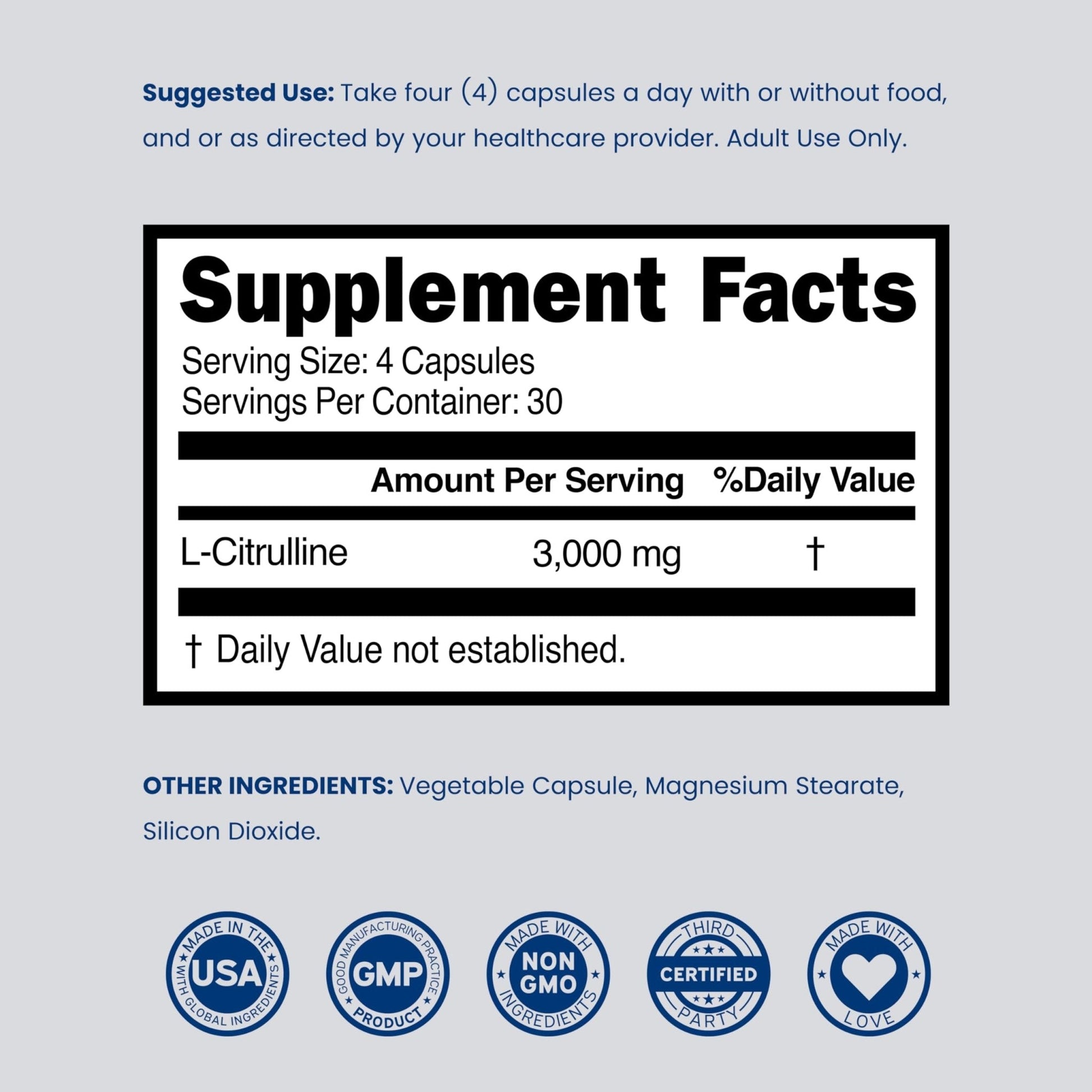 L Citrulline 3000mg Supplement (120 Capsules) Support L Arginine & Nitric Oxide Pills - L-Citrulline For Men & Women - Muscle Recovery & Pump Supplement - 3rd Party Tested - Maple Wellness Supplements
