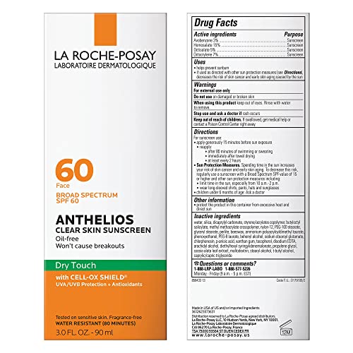 La Roche-Posay Anthelios Clear Skin Sunscreen Dry Touch SPF 60, Oil Free Sunscreen For Face, Oil Absorbing, Broad Spectrum SPF - Maple Wellness Supplements