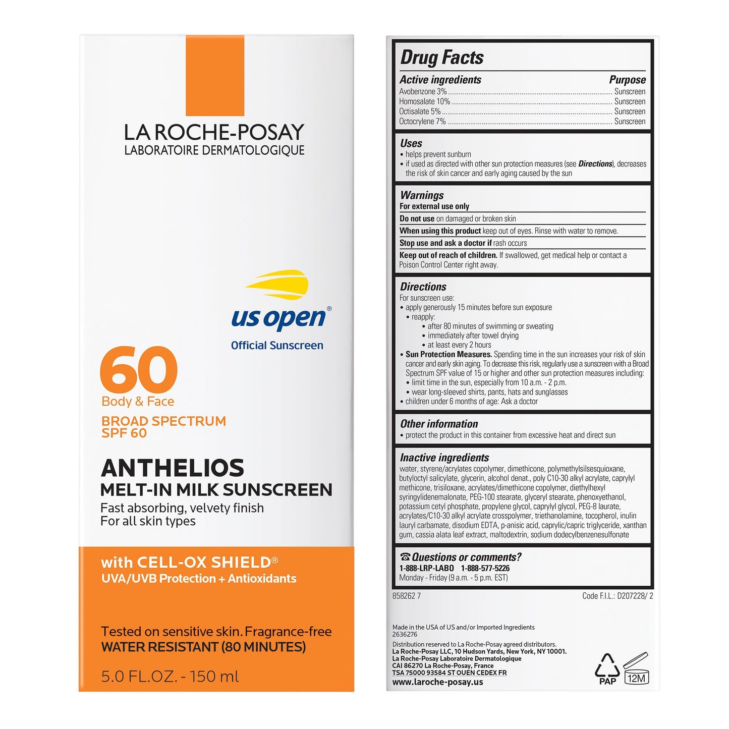 La Roche-Posay Anthelios Melt-In Milk Sunscreen SPF 60, Sunscreen For Body & Face, Broad Spectrum SPF + Antioxidants, Oil Free - Maple Wellness Supplements