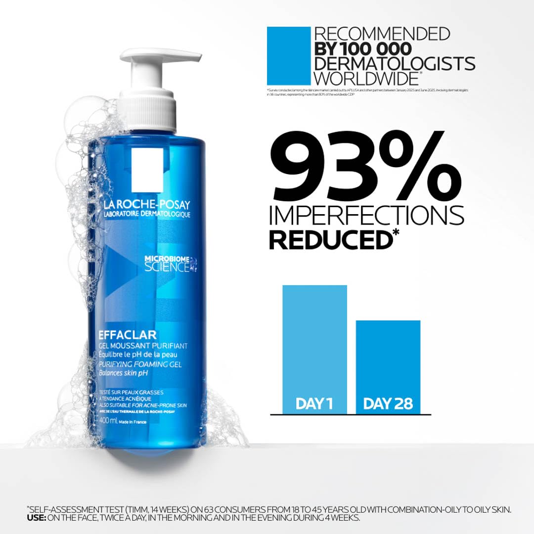 La Roche-Posay Effaclar Purifying Foaming Gel Cleanser for Oily Skin, With Zinc Pidolate To Remove Excess Oil & Shine - Maple Wellness Supplements