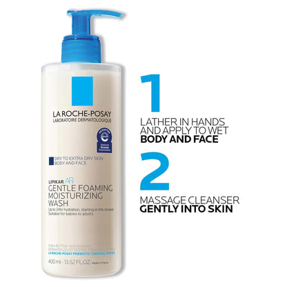 La Roche-Posay Lipikar AP+ Gentle Foaming Moisturizing Wash, Shea Butter + Niacinamide - Maple Wellness Supplements