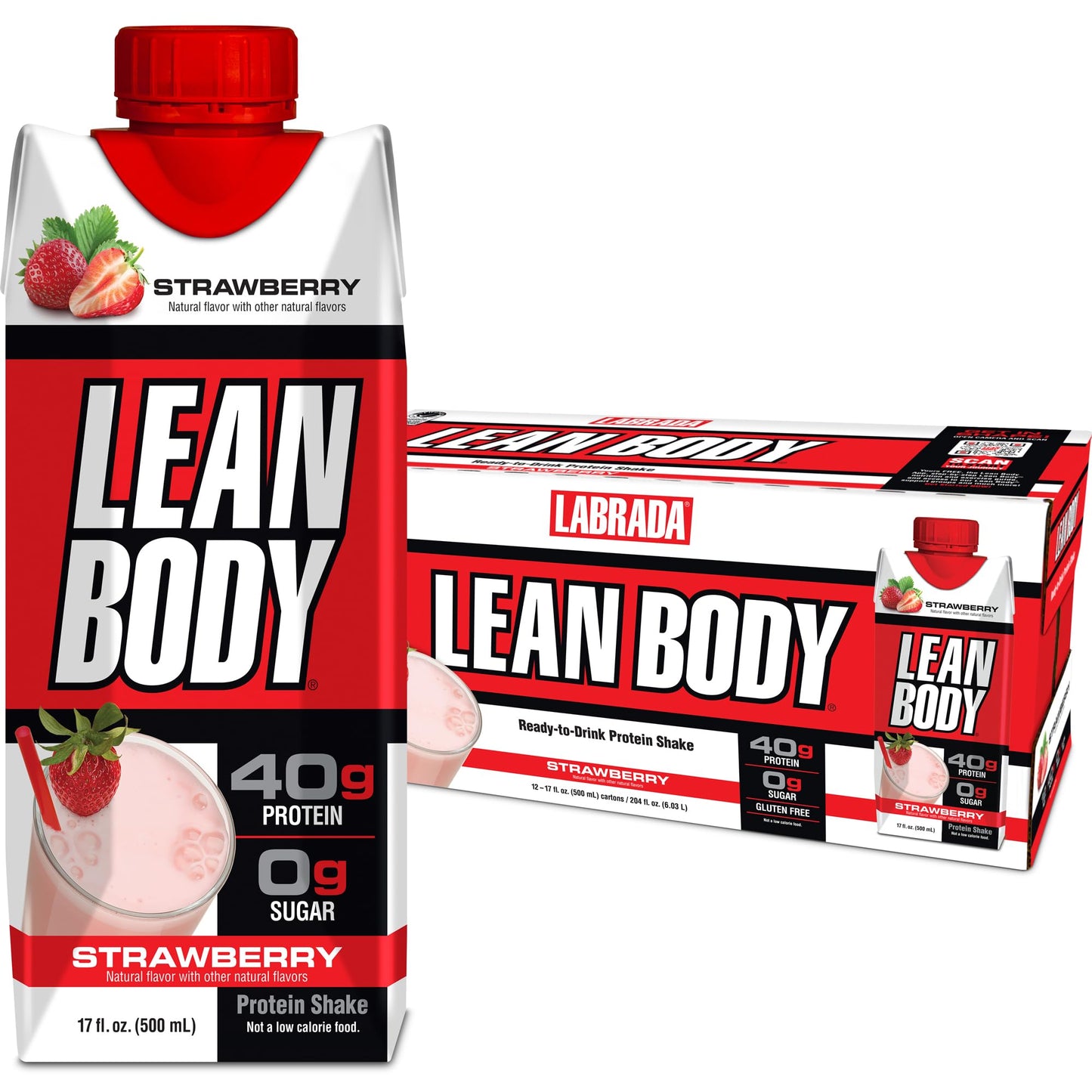 Labrada Lean Body Ready-to-Drink Strawberry Protein Shake, 40g Protein, Whey Blend - Maple Wellness Supplements