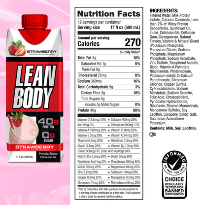 Labrada Lean Body Ready-to-Drink Strawberry Protein Shake, 40g Protein, Whey Blend - Maple Wellness Supplements
