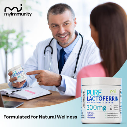 Lactoferrin 300mg Delayed Release Capsules - MyImmunity Premium Immune Support Supplement with Iron Absorption - Freeze Dried, Non-GMO, Gluten Free, Vegetarian - 30 Count (1 Month Supply) - Maple Wellness Supplements