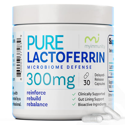 Lactoferrin 300mg Delayed Release Capsules - MyImmunity Premium Immune Support Supplement with Iron Absorption - Freeze Dried, Non-GMO, Gluten Free, Vegetarian - 30 Count (1 Month Supply) - Maple Wellness Supplements