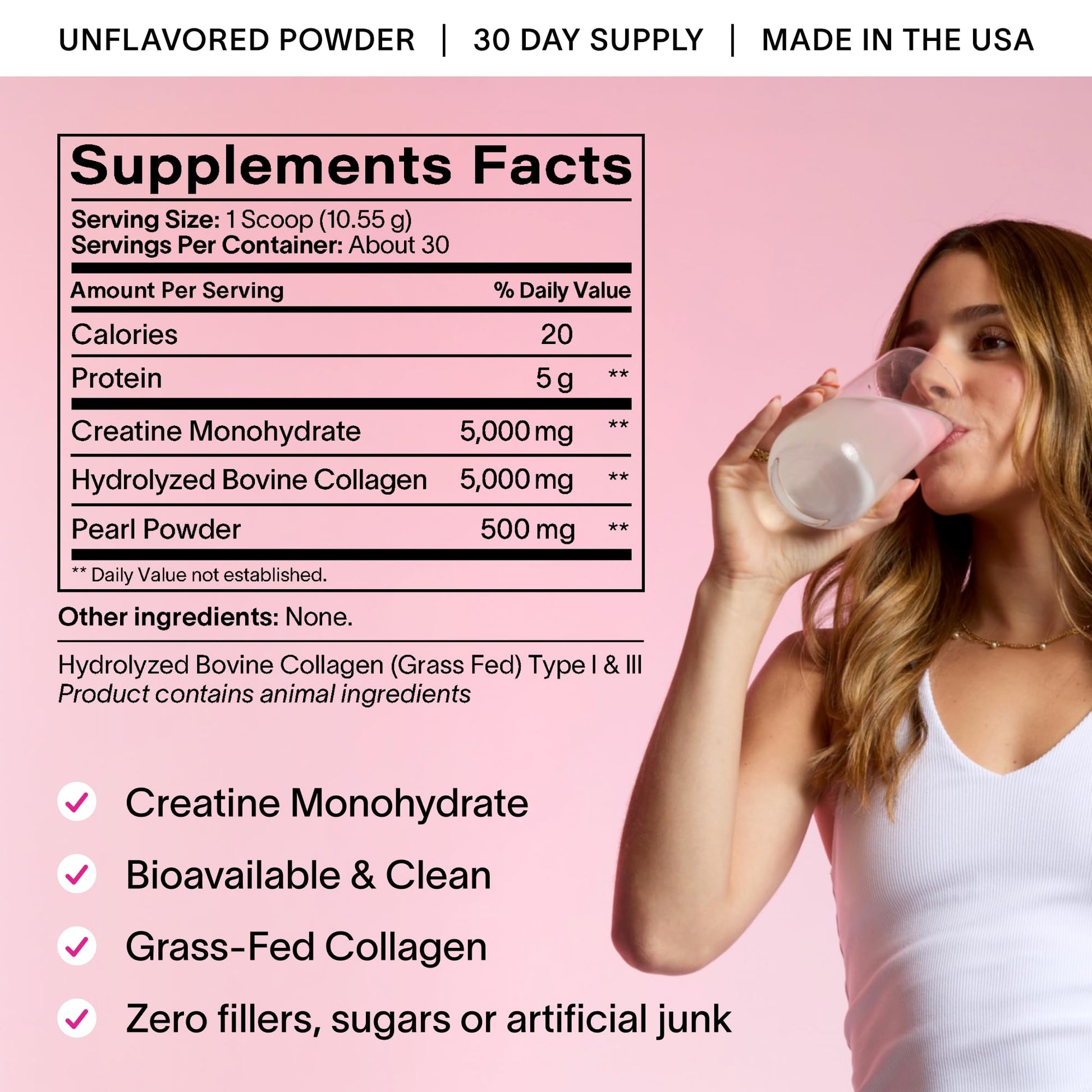 Ladywell Creatine Pearl Complex | 3-in-1 Formula for Women | Creatine Monohydrate, Collagen & Pearl Powder | Supports Energy, Skin Health, Mental Clarity, Metabolism & Lean Muscle | 30 Servings - Maple Wellness Supplements