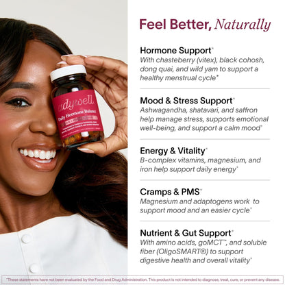 Ladywell Daily Hormone Balance Capsules | Natural Cycle Support for Women | Supports Mood, Bloating, Cramps, Skin Health & Cravings | with Chasteberry, B Vitamins, Ashwagandha, Saffron & More | 60 Ct - Maple Wellness Supplements