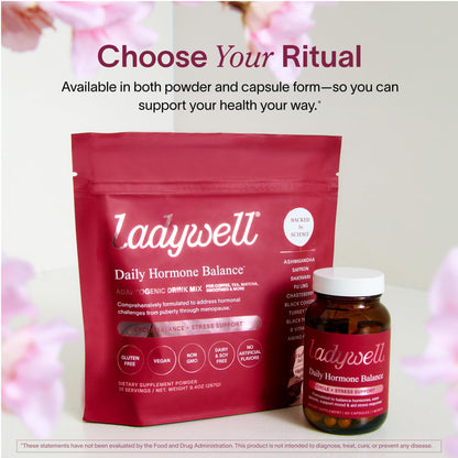 Ladywell Daily Hormone Balance Powder | Natural Cycle Support for Women | Supports Mood, Bloating, Cramps, Skin Health & Cravings with Chasteberry, B Vitamins, Ashwagandha, Saffron + | 30 Servings - Maple Wellness Supplements