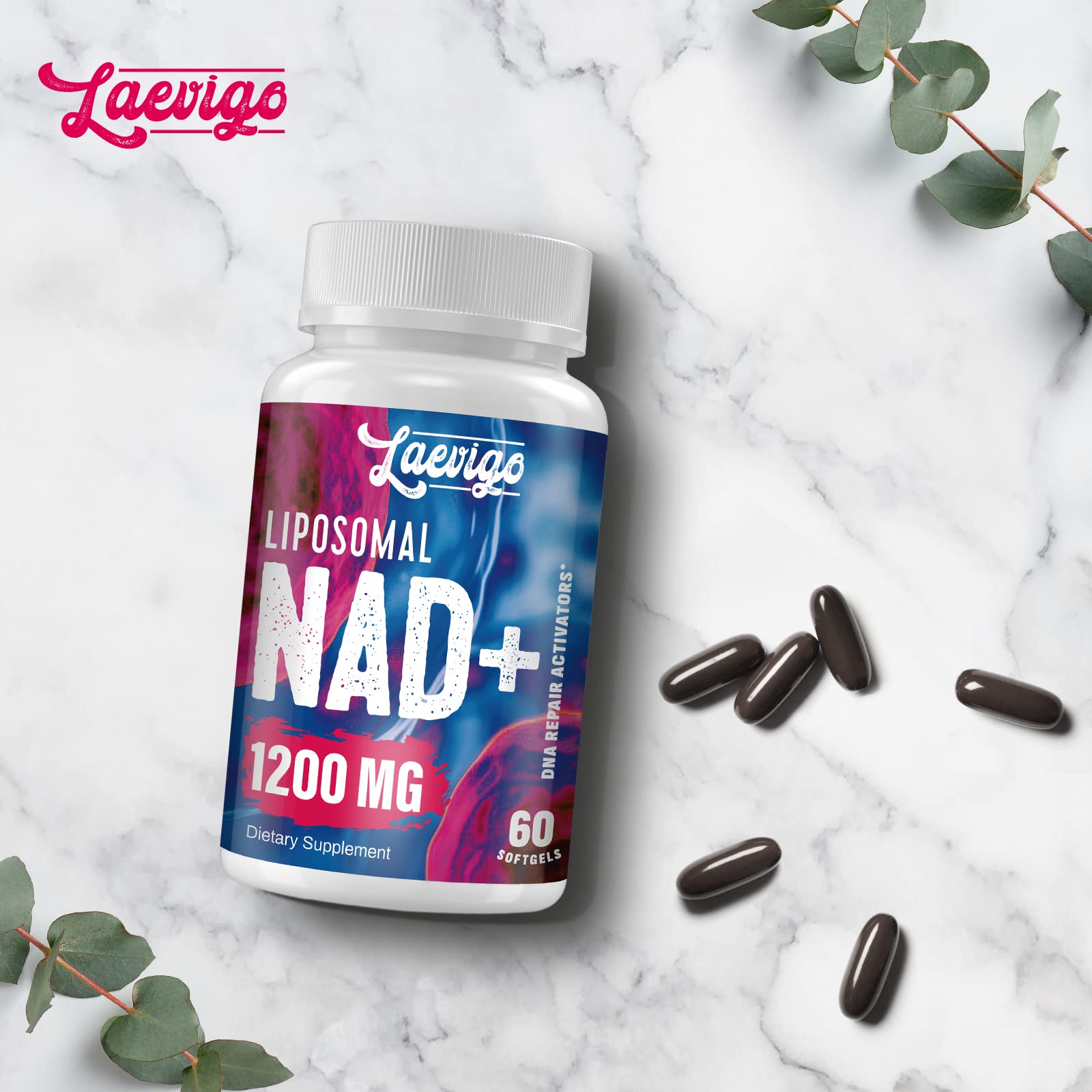 Laevigo Liposomal NAD+ Supplement 1200mg High Absorption, Cellular Energy & Mitochondrial Support, NAD Plus for Longevity & Vitality, Anti-Aging Formula, 60 Softgels - Maple Wellness Supplements
