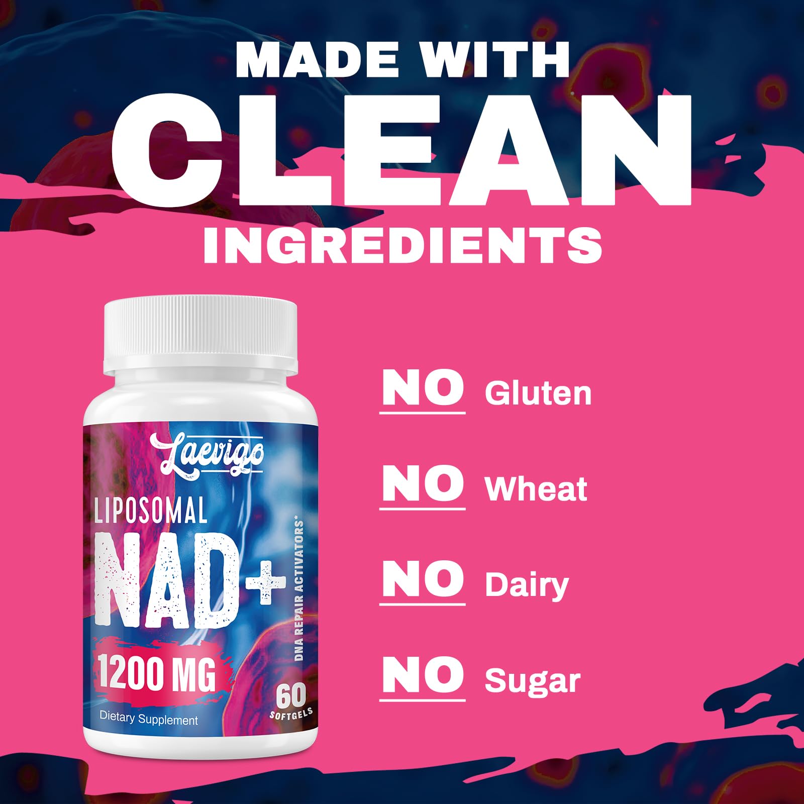 Laevigo Liposomal NAD+ Supplement 1200mg High Absorption, Cellular Energy & Mitochondrial Support, NAD Plus for Longevity & Vitality, Anti-Aging Formula, 60 Softgels - Maple Wellness Supplements