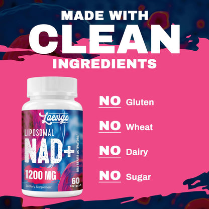 Laevigo Liposomal NAD+ Supplement 1200mg High Absorption, Cellular Energy & Mitochondrial Support, NAD Plus for Longevity & Vitality, Anti-Aging Formula, 60 Softgels - Maple Wellness Supplements
