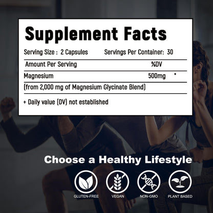 Laicuherb Magnesium Capsules for Bone and Muscle Health, 500 mg Magnesium Supplement, 60 Count, Vegetarian Capsules - Maple Wellness Supplements