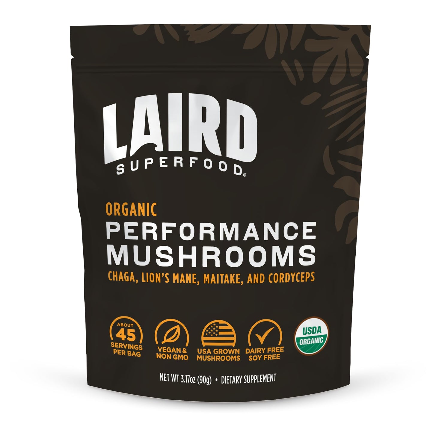 Laird Superfood Organic Performance Mushroom Blend with Chaga, Cordyceps, Lion's Mane and Maitake for Energy - Maple Wellness Supplements