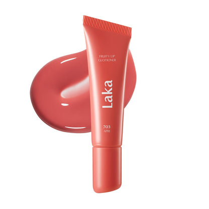 Laka Fruity Lip Glotioner, 10ml/0.33 fl.oz, Lip Gloss with High Shine Vivid Colors, Jelly tip for Hygienic & Easy Application, K-Beauty (703 Apri) - Maple Wellness Supplements