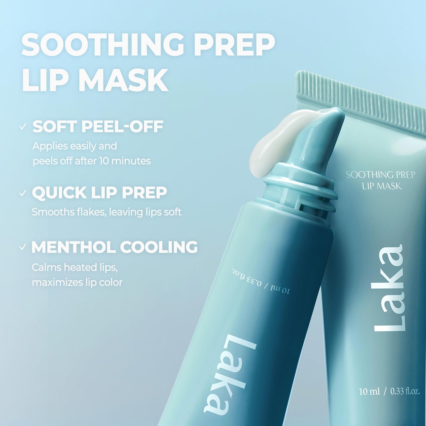 Laka Soothing Prep Lip Mask, Cooling Peel Off Korean Lip Mask, Gentle Exfoliator for Lips - Maple Wellness Supplements