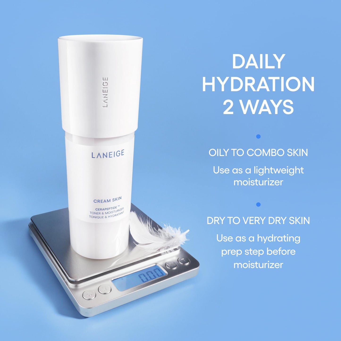 LANEIGE Cream Skin Toner & Moisturizer Mini: Lightweight Refillable Korean Milky Toner with Ceramide - Maple Wellness Supplements