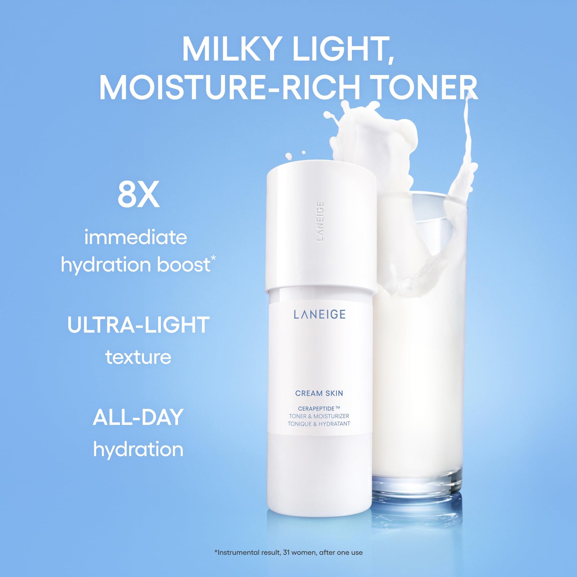 LANEIGE Cream Skin Toner & Moisturizer Mini: Lightweight Refillable Korean Milky Toner with Ceramide - Maple Wellness Supplements