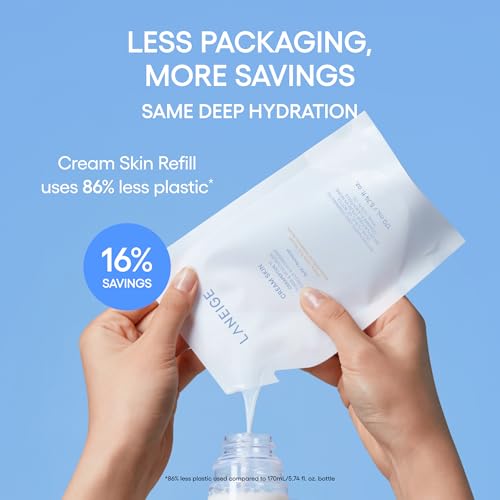 LANEIGE Cream Skin Toner & Moisturizer Mini: Lightweight Refillable Korean Milky Toner with Ceramide - Maple Wellness Supplements