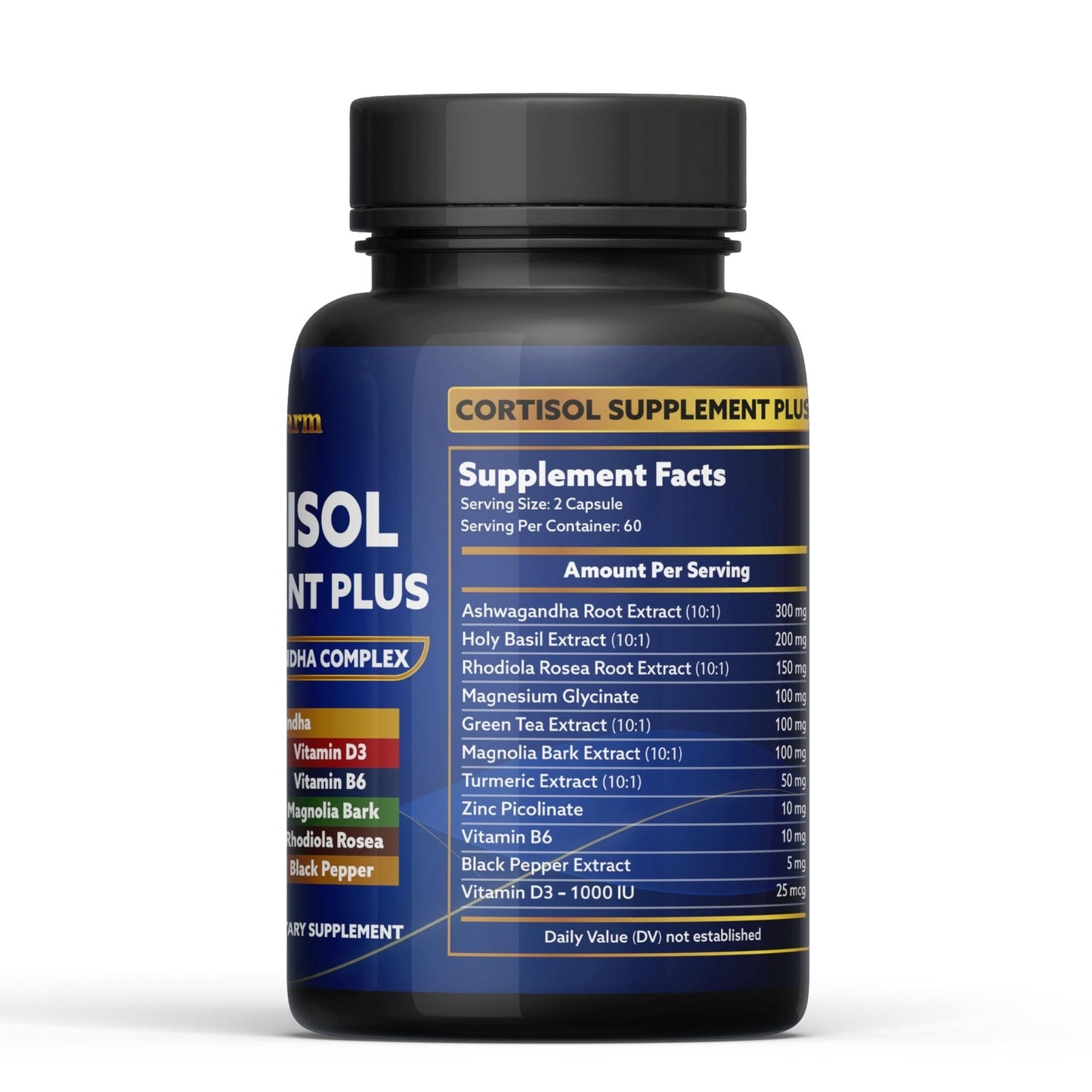 laslafarm 11in1 Cortisol Plus Supplement, 11in1 Ashwagandha and Natural Herbal Complex Vitamin Blend for Daily Mood, Focus and Sleep, Suitable for Women and Men 60 Capsules - Maple Wellness Supplements