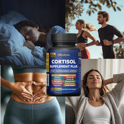 laslafarm 11in1 Cortisol Plus Supplement, 11in1 Ashwagandha and Natural Herbal Complex Vitamin Blend for Daily Mood, Focus and Sleep, Suitable for Women and Men 60 Capsules - Maple Wellness Supplements